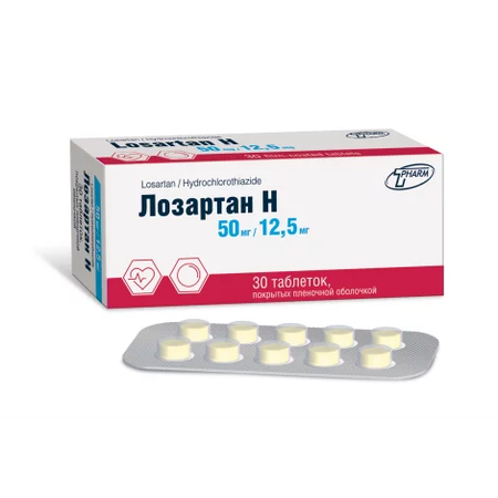 ЛОЗАРТАН Н ТАБЛ.П/О, 50МГ/12,5МГ, №30