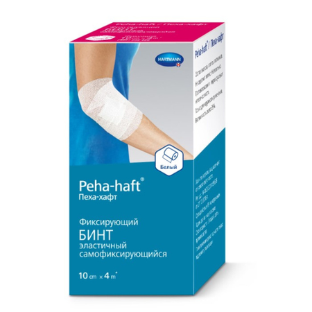 БИНТ КОГЕЗИВНЫЙ ЭЛАСТИЧНЫЙ ФИКС. PEHA-HAFTR COLOR WHITE/БЕЛЫЙ (РАЗМЕР: 10СМХ4М)