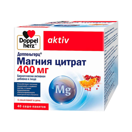 ДОППЕЛЬГЕРЦ АКТИВ МАГНИЯ ЦИТРАТ ПАК., ПОР., 6Г, №40