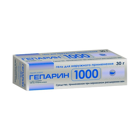 ГЕПАРИН ГЕЛЬ, ТУБА, 1000ЕД/Г 30Г