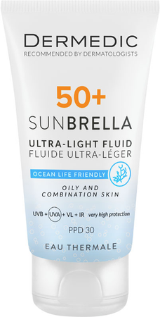 ФЛЮИД Д/ЛИЦА DERMEDIC SUNBRELLA УЛЬТРАЛЕГК. Д/ЖИР. КОМБ. КОЖИ SPF-50+ УП., 40МЛ