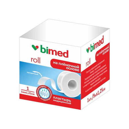 ПЛАСТЫРЬ БИМЕД ПЛЕН. ПЕРФ. ПРОЗР. УП., 1,25Х500СМ