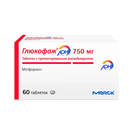 ГЛЮКОФАЖ ЛОНГ ТАБЛ., 750МГ, №60
