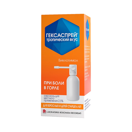 ГЕКСАСПРЕЙ ТРОПИЧЕСКИЙ ВКУС ФЛ., АЭР.НАР., 2,5% 30Г