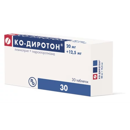 КО-ДИРОТОН ТАБЛ., 20МГ/12,5МГ, №30