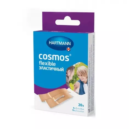 ПЛАСТЫРЬ COSMOS® FLEXIBLE (ЭЛАСТИЧНЫЙ), НЕСТЕРИЛ., (2Х6СМ-12ШТ., 2Х8СМ-8ШТ.), №20