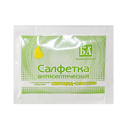 САЛФЕТКИ ВЛАЖНЫЕ СЕПТОЦИД-СИНЕРДЖИ УП., 6Х9СМ