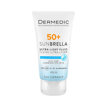 ФЛЮИД СОЛНЦЕЗАЩ. DERMEDIC SUNBRELLA УЛЬТРАЛЕГК. Д/ЖИР. КОМБ. КОЖИ SPF-50+ УП., 40МЛ