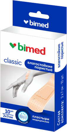 ПЛАСТЫРЬ БИМЕД МЕД. НЕСТЕРИЛ. ВЛАГОСТ. ПОР. ПРОЗРАЧНЫЕ НАБОР №10 УП., (2Х7СМ-10ШТ)