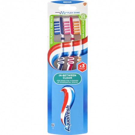 ЗУБНАЯ ЩЕТКА AQUAFRESH IN BETWEEN CLEAN СРЕДН. УП., №3