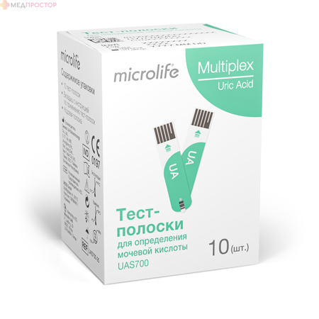ТЕСТ-ПОЛОСКИ Д/ОПРЕДЕЛЕНИЯ МОЧЕВОЙ КИСЛОТЫ MICROLIFE MULTIPLEX UAS700, №10