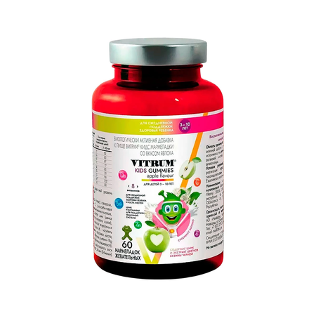 ВИТРУМ КИДС МАРМЕЛАД ЯБЛОКО ПАСТИЛКИ, №60